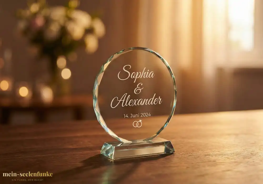 K9-Kristallglas mit präziser 3D-Lasergravur und Weiß-Effekt